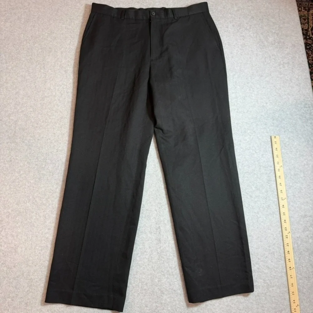 Perry Ellis Mens 36x32 Black Flat Front Dress Pants Slacks 49MB9016